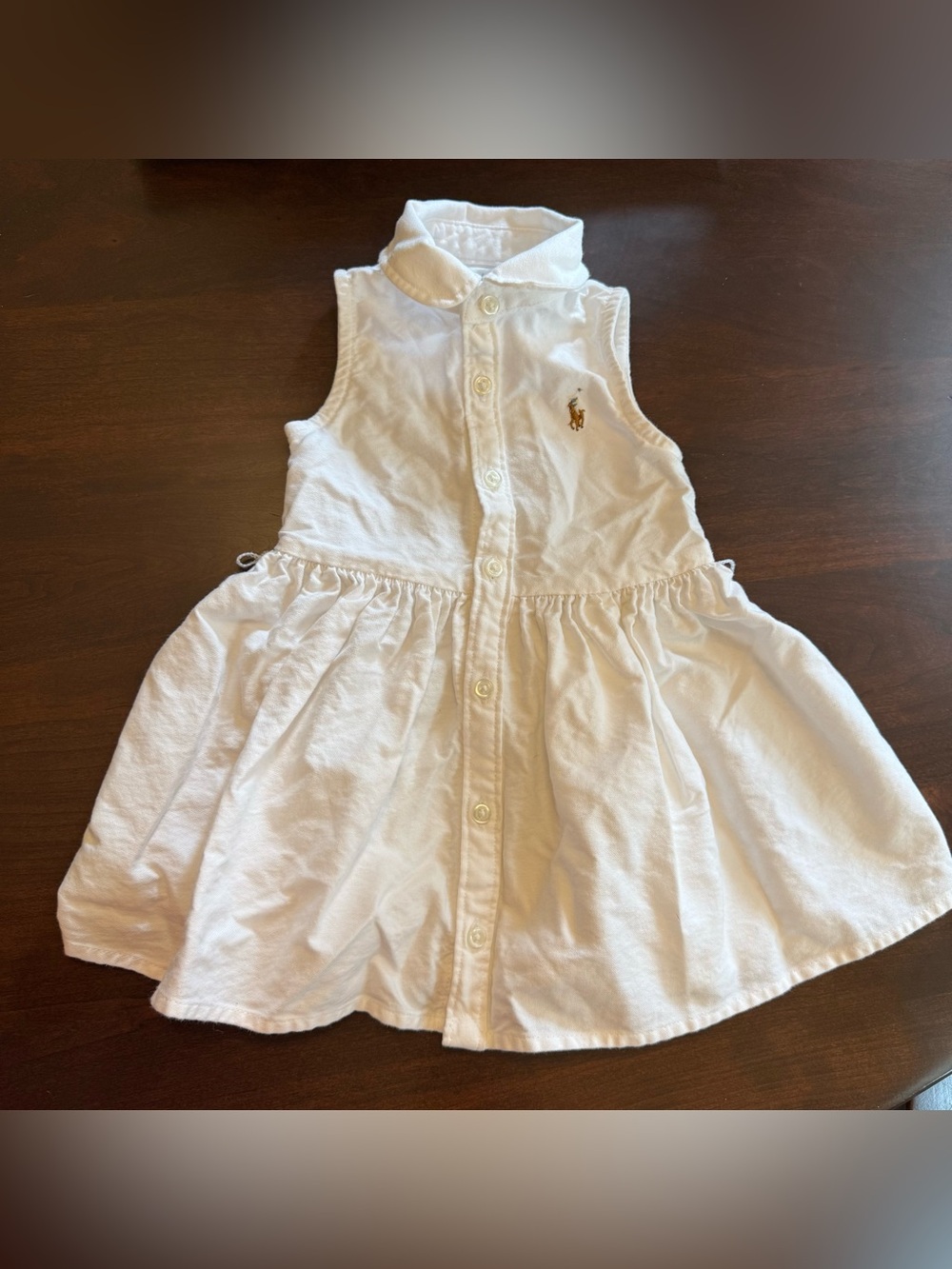 Ralph Lauren baby girl White Dress sleeveless button up 6 months
